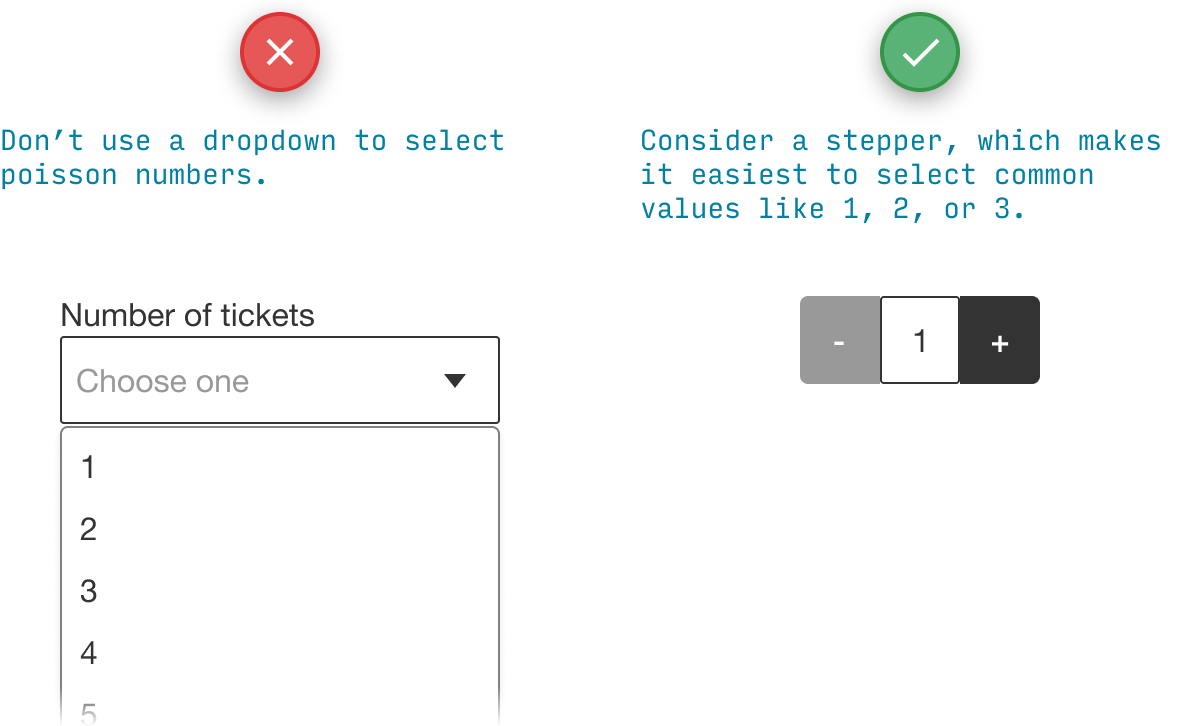 stepper control instead of dropdown control