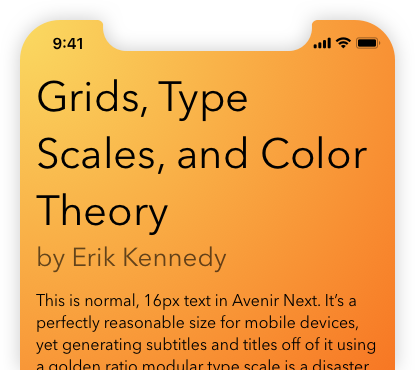 golden ratio type scale on mobile screenshot