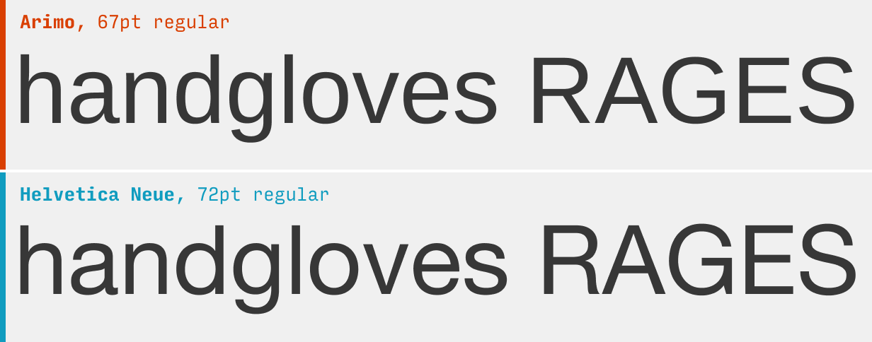 Arimo vs. Helvetica font comparison