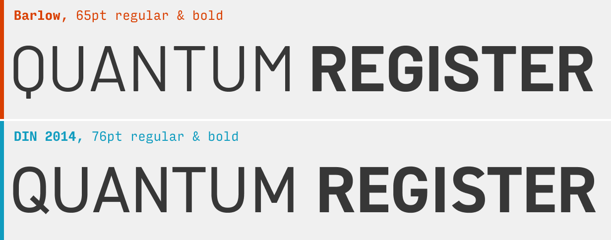 Uppercase Barlow vs. DIN font comparison