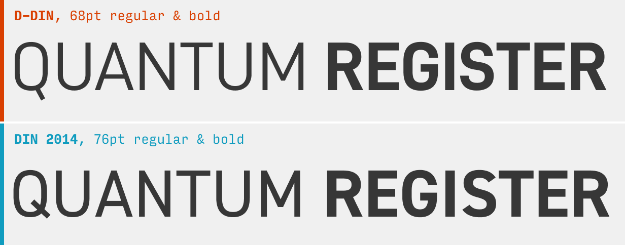 Uppercase D-DIN vs. DIN font comparison
