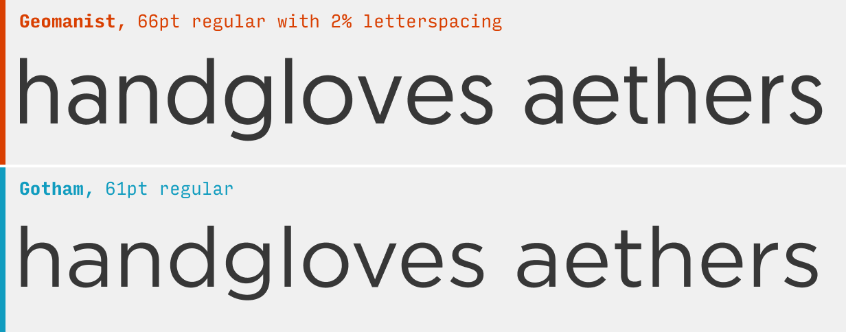 Geomanist vs. Gotham font comparison
