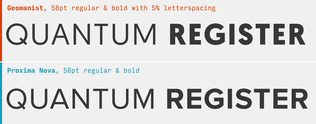 Uppercase Geomanist vs. Proxima Nova font comparison