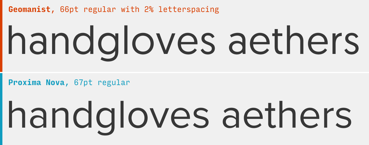 Geomanist vs. Proxima Nova font comparison