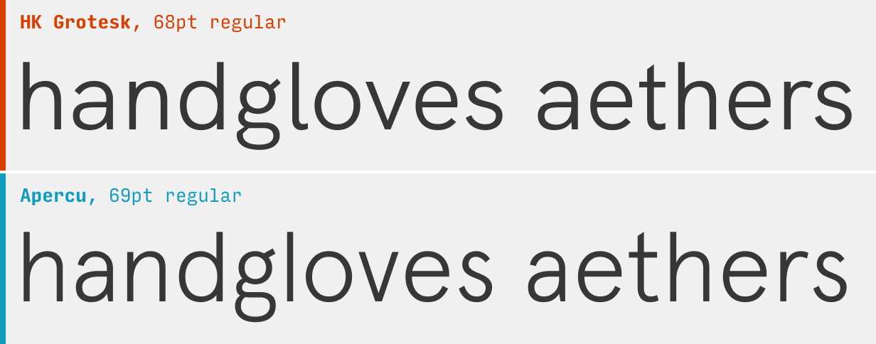 HK Grotesk vs. Apercu font comparison