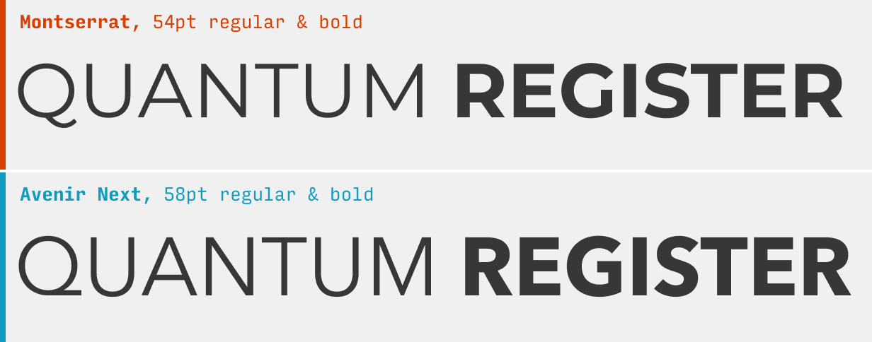 Uppercase Montserrat vs. Avenir font comparison