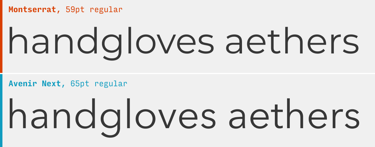 Montserrat vs. Avenir font comparison