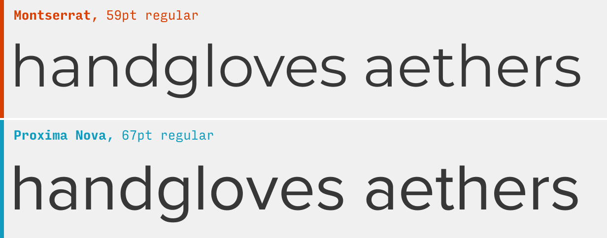 Montserrat vs. Proxima Nova font comparison