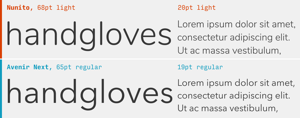 Nunito vs. Avenir font comparison