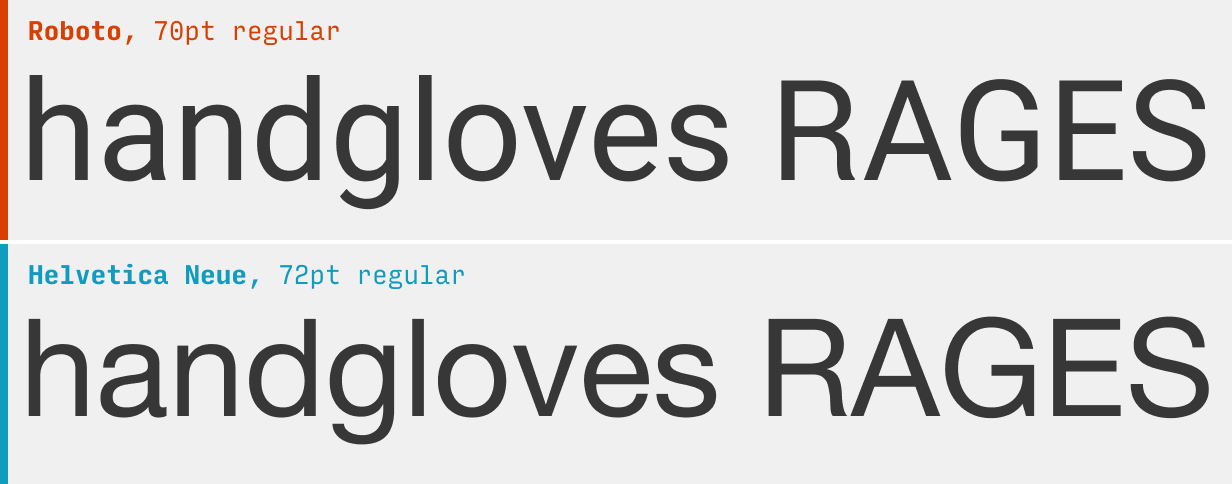 Roboto vs. Helvetica font comparison