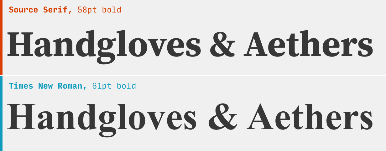 Source Serif vs. Times New Roman title font comparison