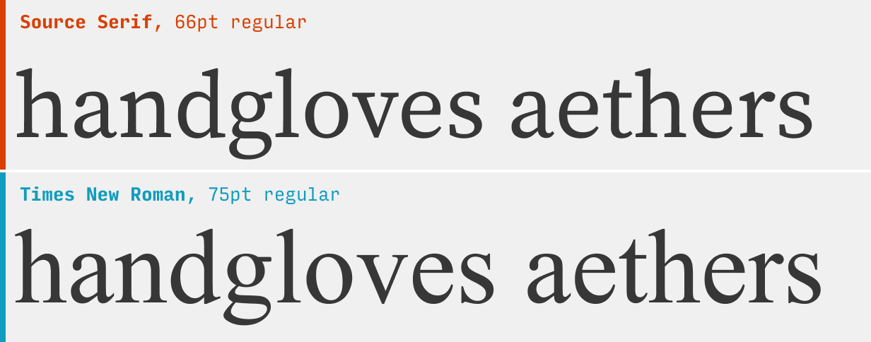 Source Serif vs. Times New Roman font comparison