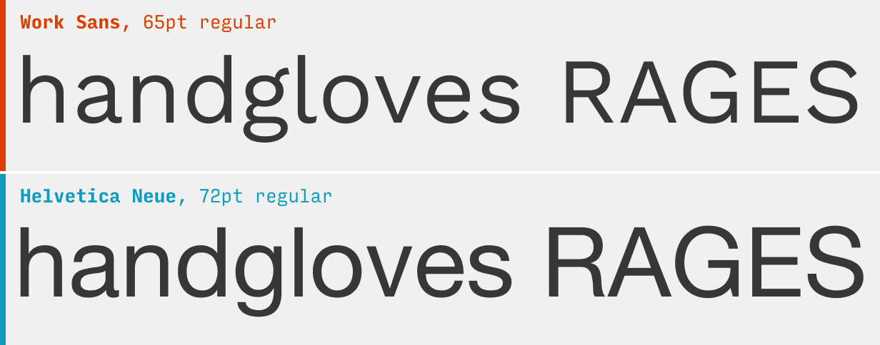 Work Sans vs. Helvetica font comparison