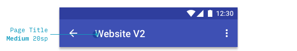 title in Material Design mobile app
