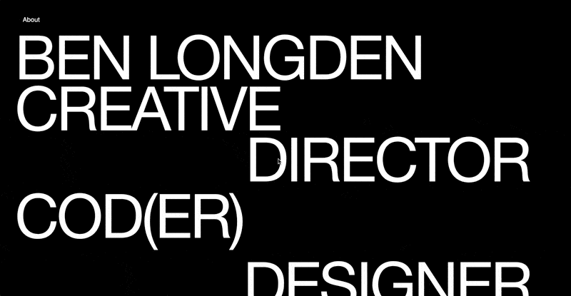 Ben Longden portfolio with custom front-end effects
