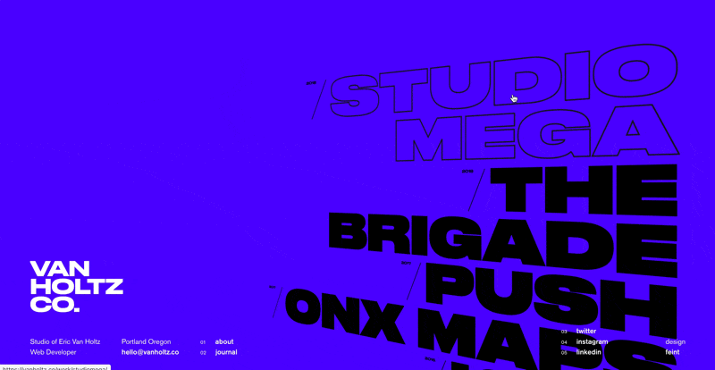 Eric Van Holtz portfolio with 3-D front-end interactions