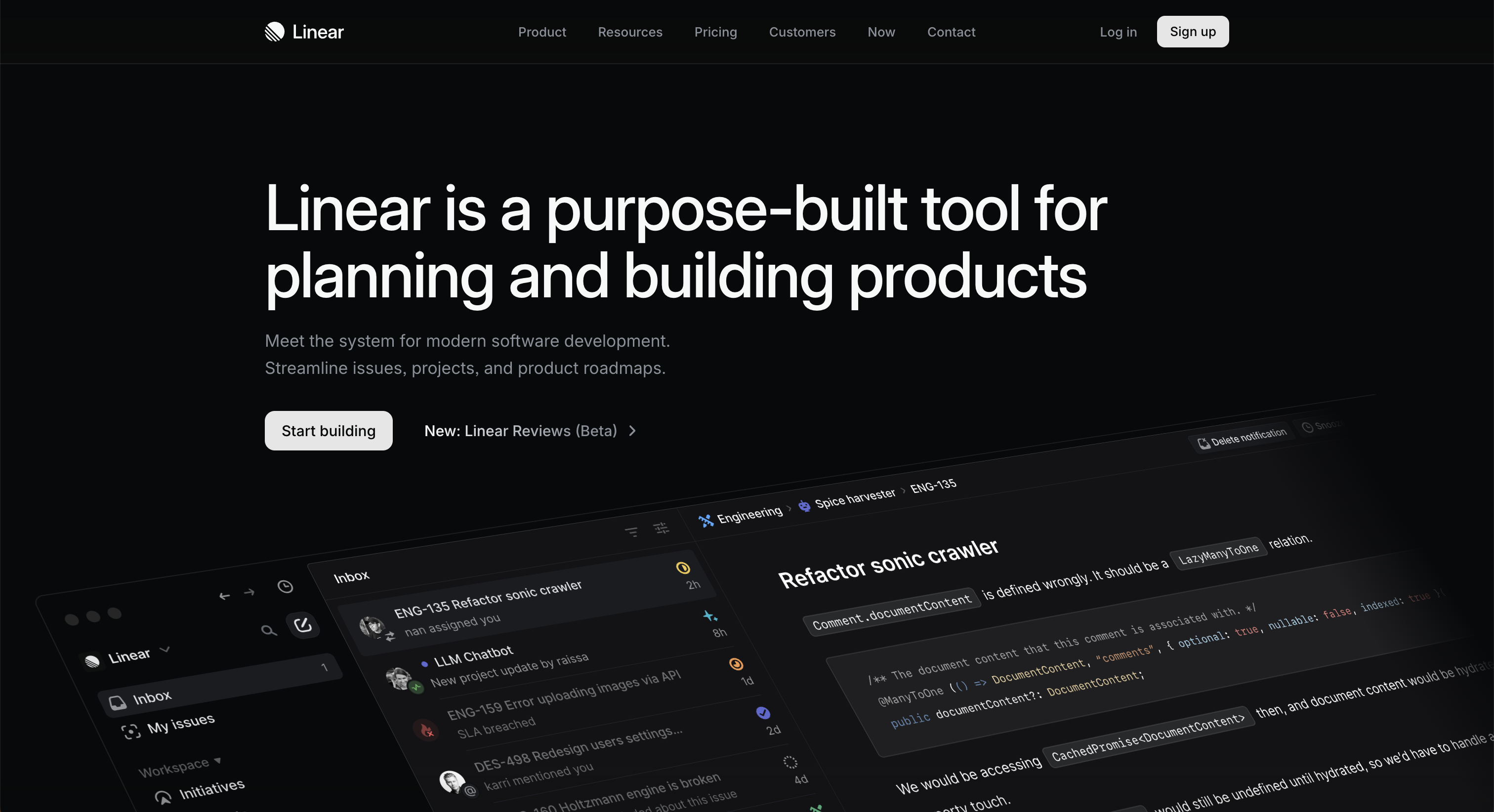 Linear website using subtle 3-D front-end effects