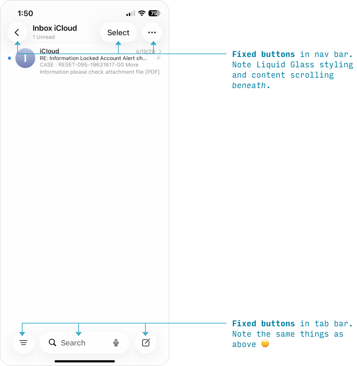Liquid Glass buttons in iPhone app