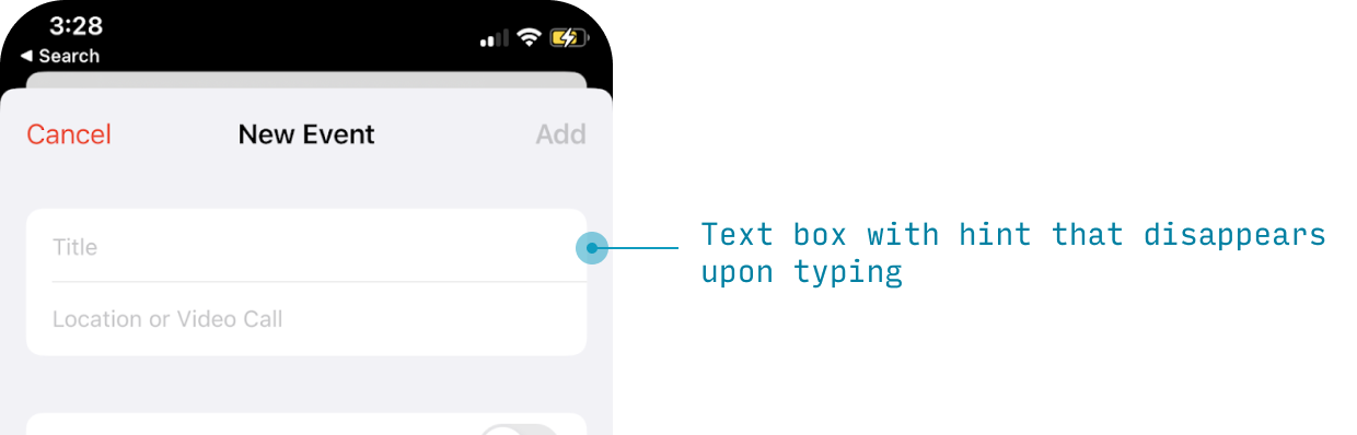 iOS text input control