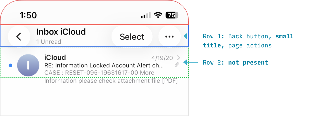 iOS 26 nav bar after scrolling