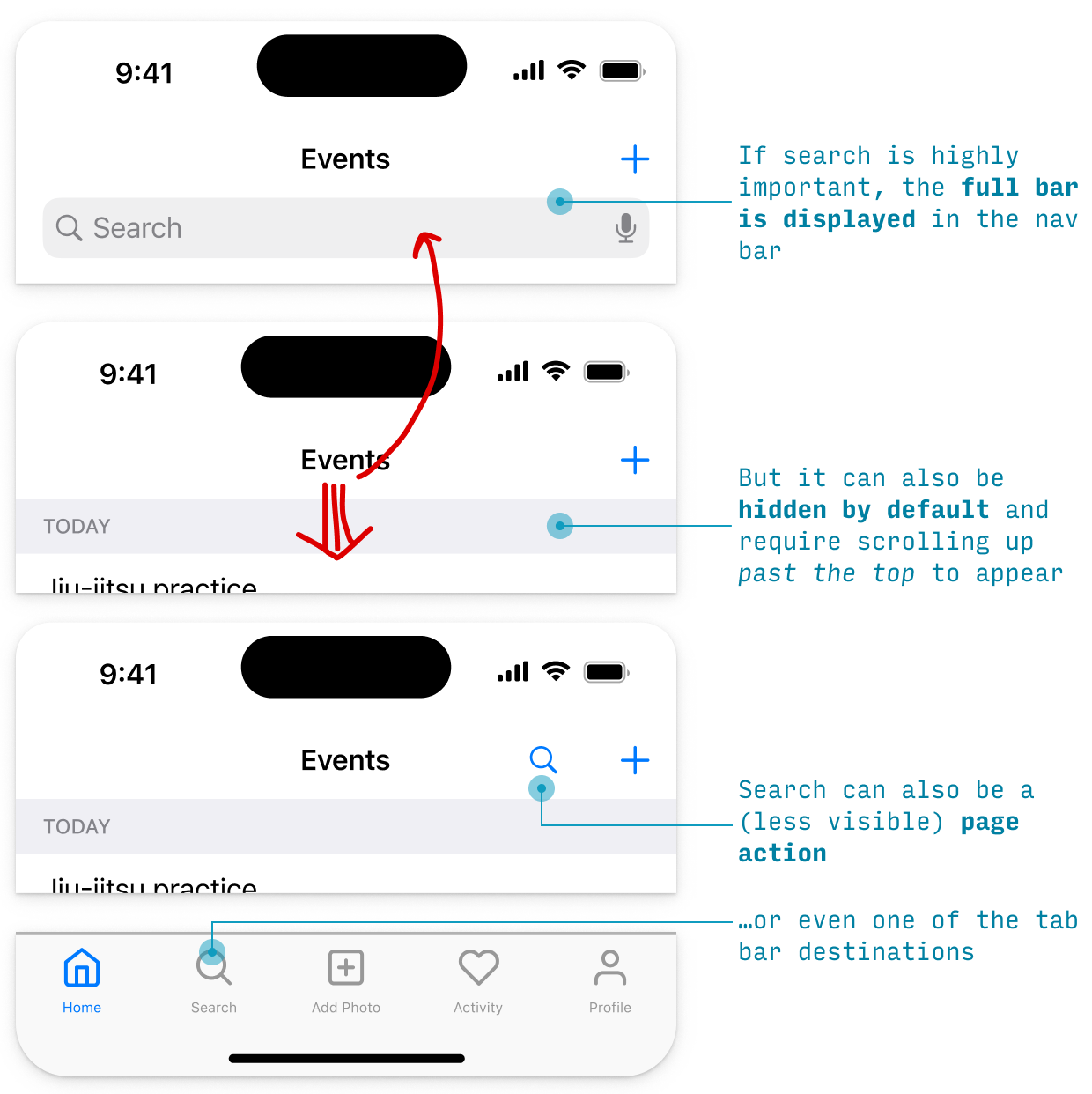 search design patterns on iOS apps