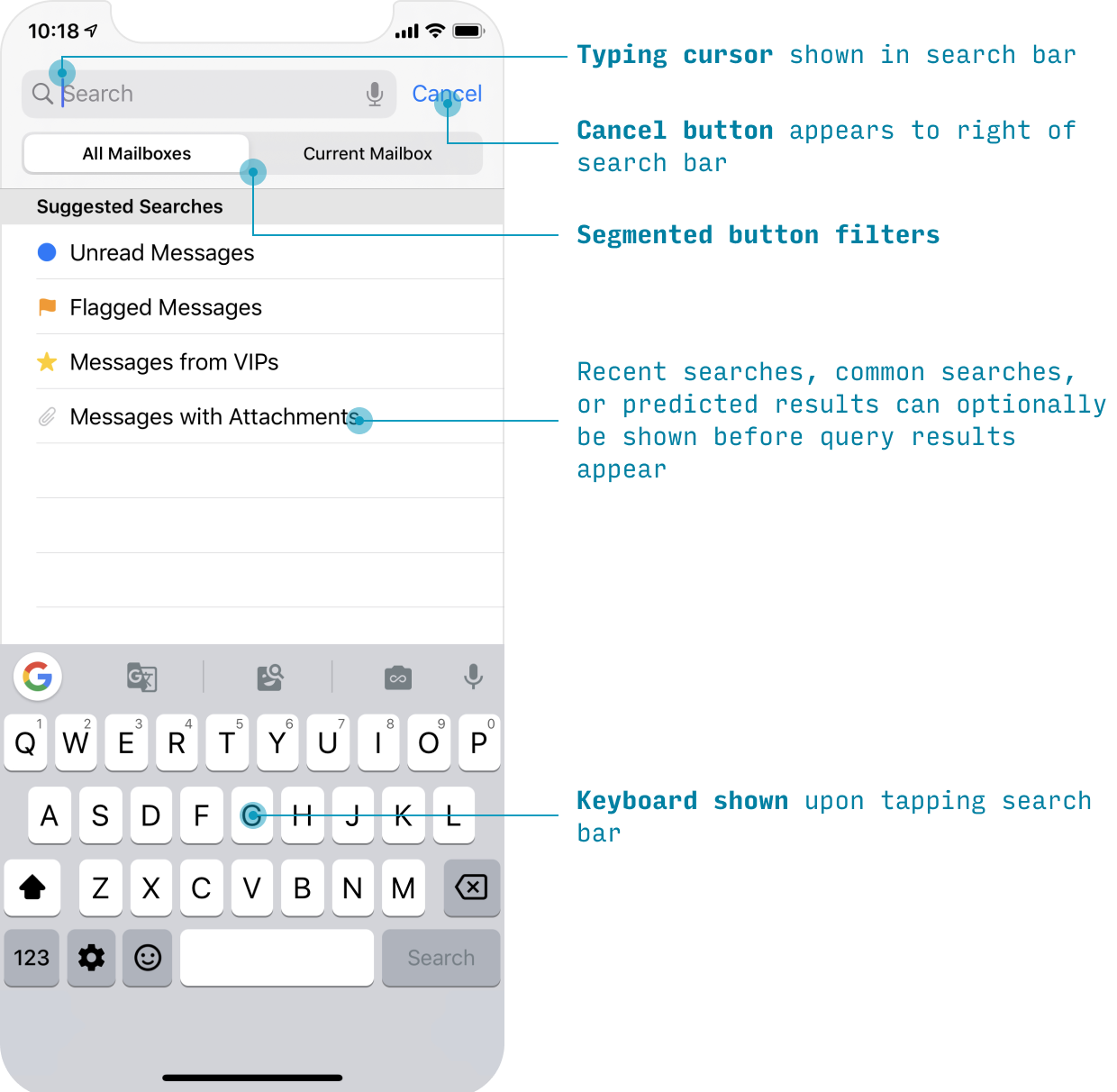 search UX patterns on iOS app