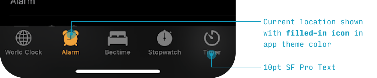 iPhone tab bar design