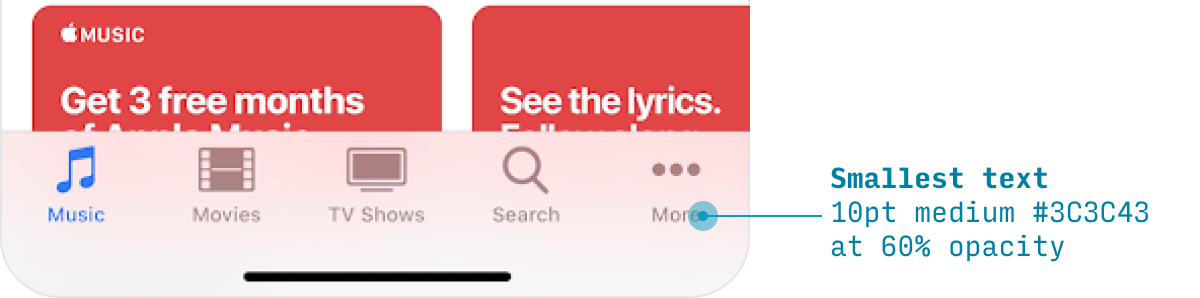 minimum text styling for iOS app design