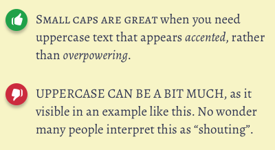 Small caps vs. uppercase