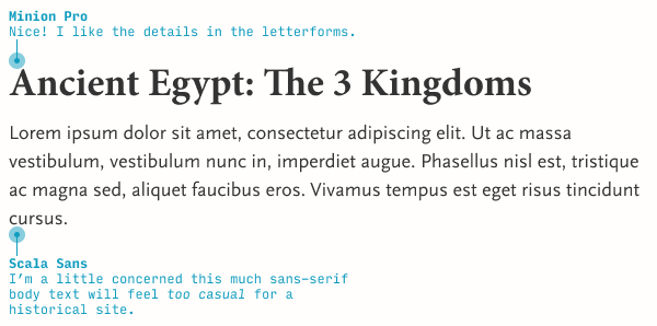 Minion and Scala Sans font pairing analysis