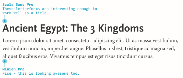 Scala Sans and Minion font pairing analysis