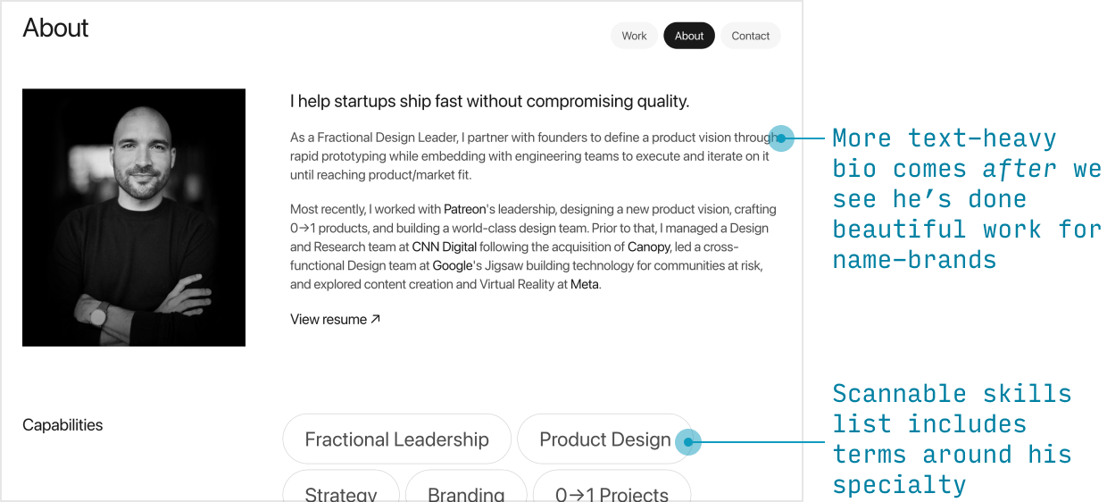 Gabriel Valdivia annotated product design portfolio example