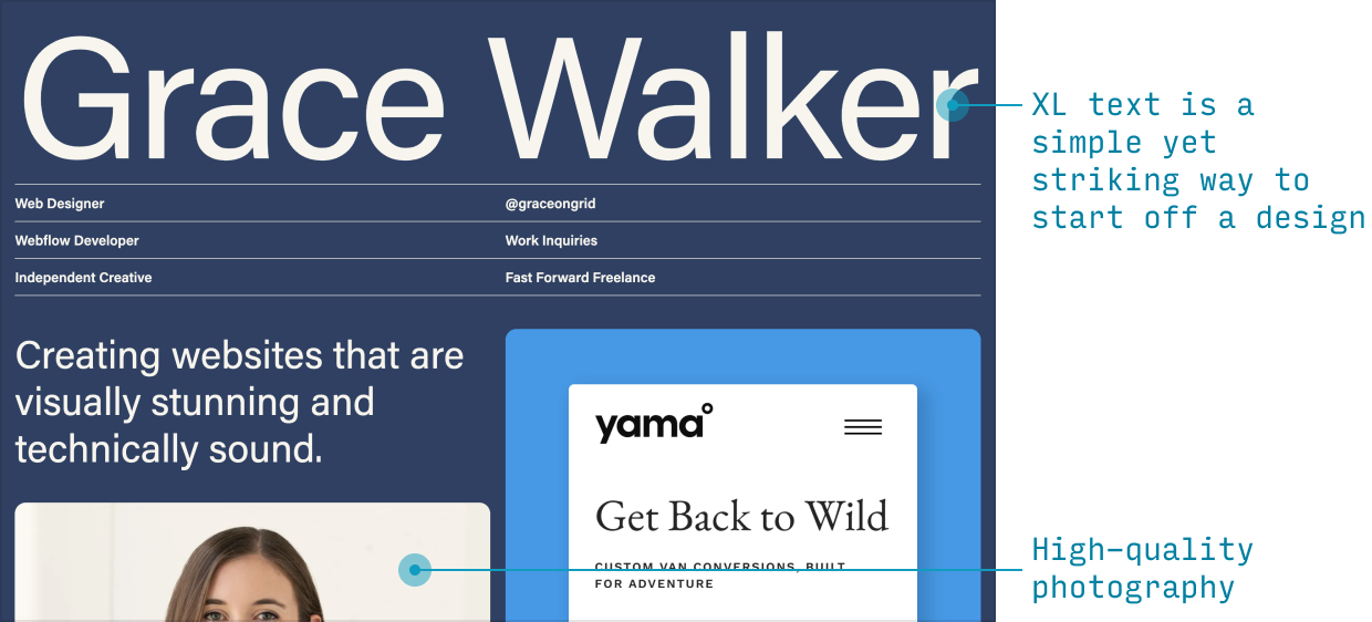 Grace Walker annotated product design portfolio example