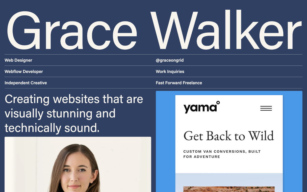 Grace Walker's web design portfolio (example)