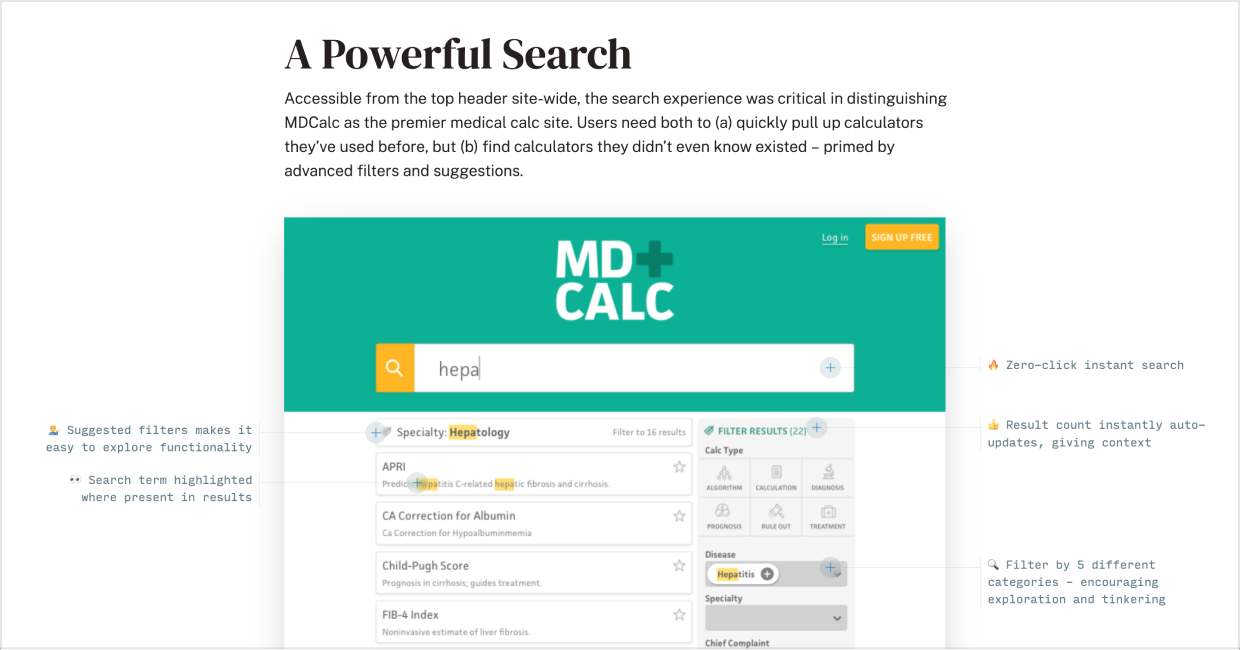 annotated decisions in Erik Kennedy's product design portfolio case study