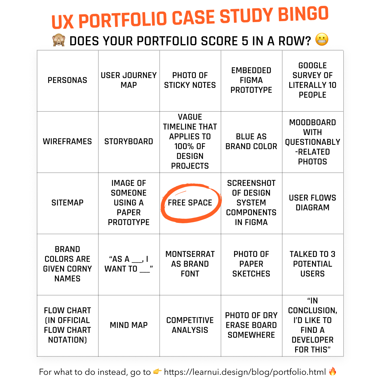 UX portfolio case study bingo!