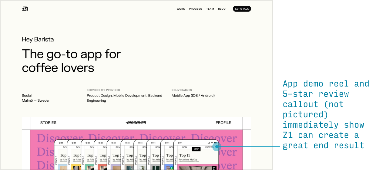 Z1 annotated product design portfolio example