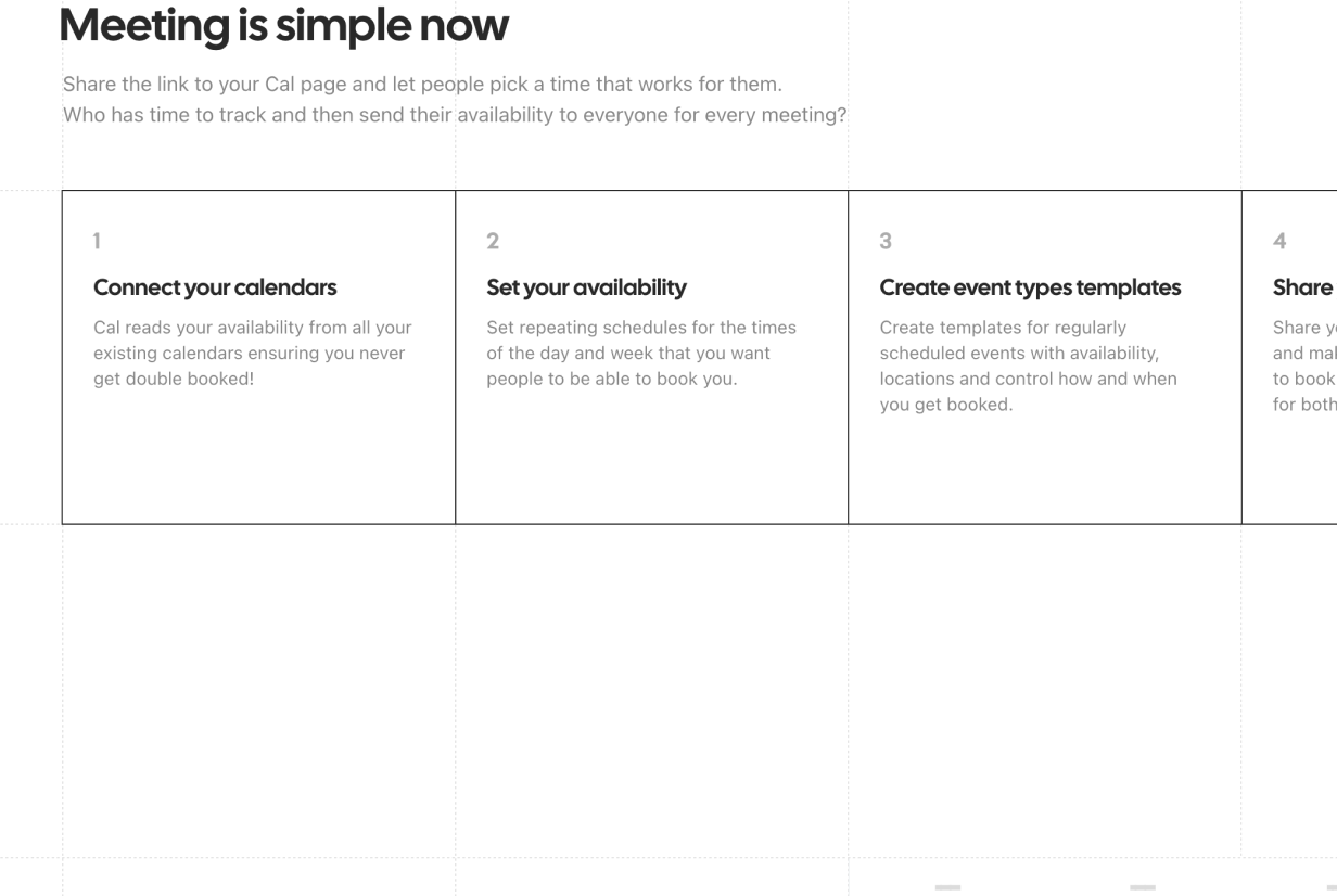 Cal website shows visible grid UI technique