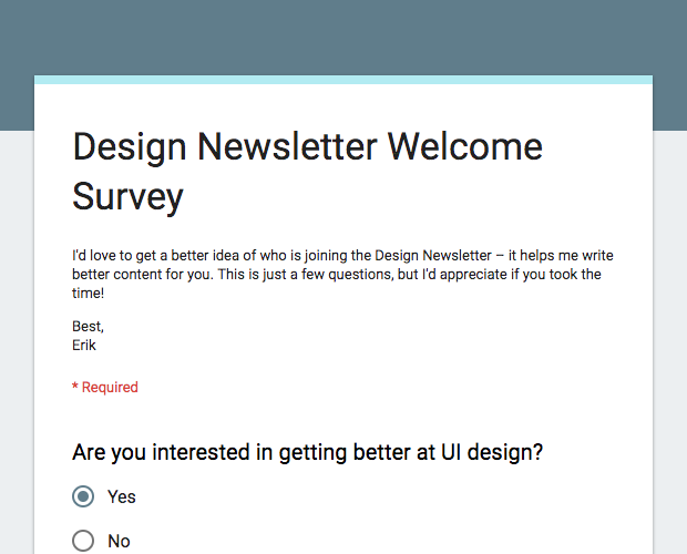 New Members Welcome Survey